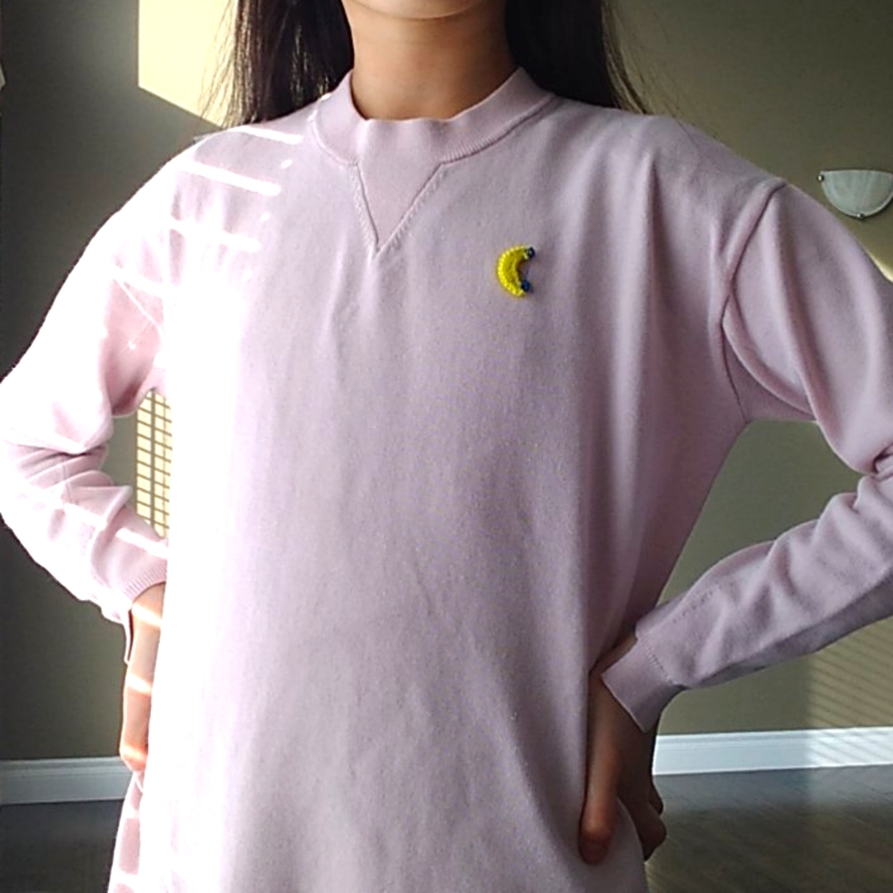 Long pink sweater